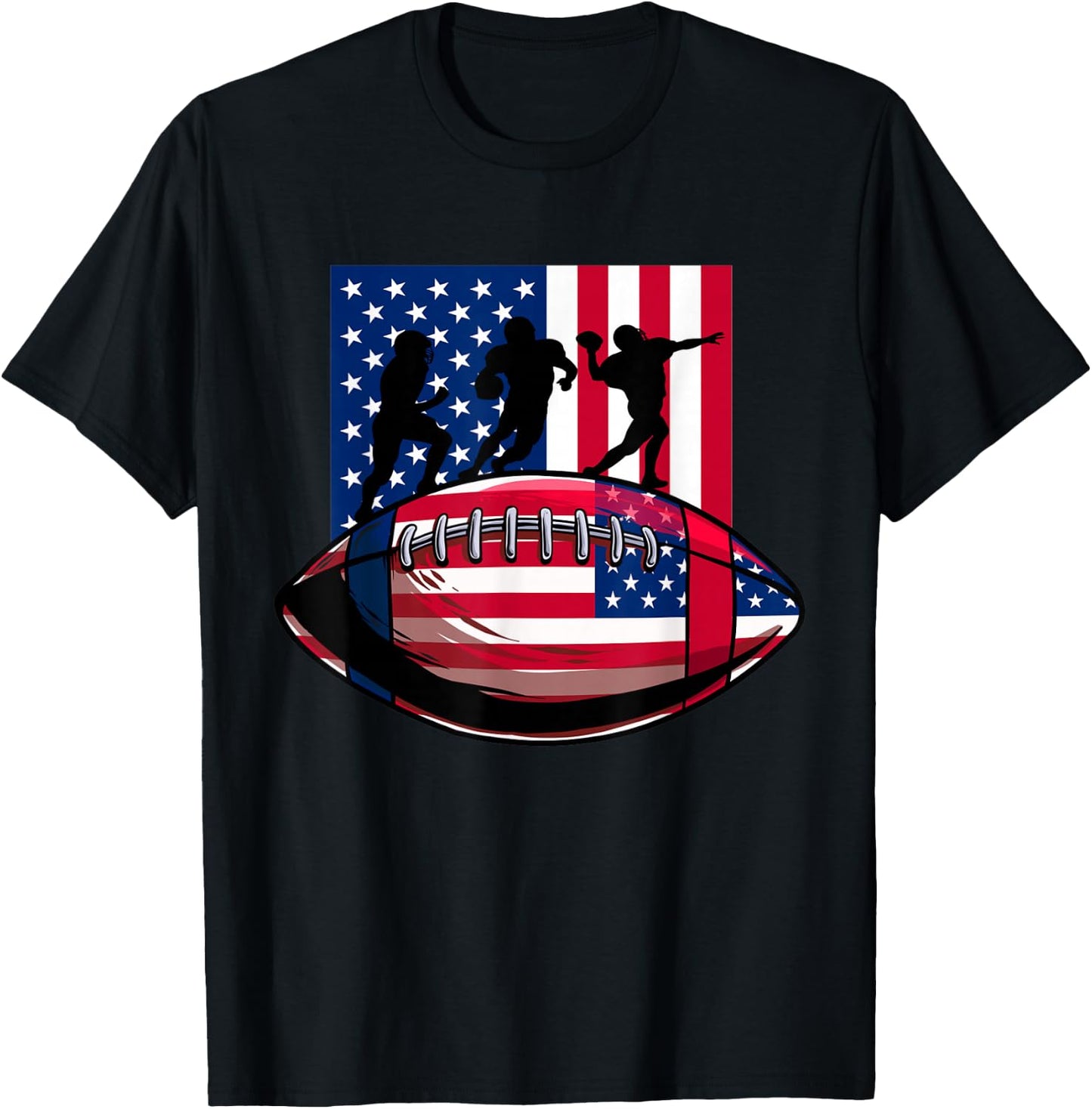 USA Patriot or american football 4th of July american flag T-Shirt - T-Shirt | Black