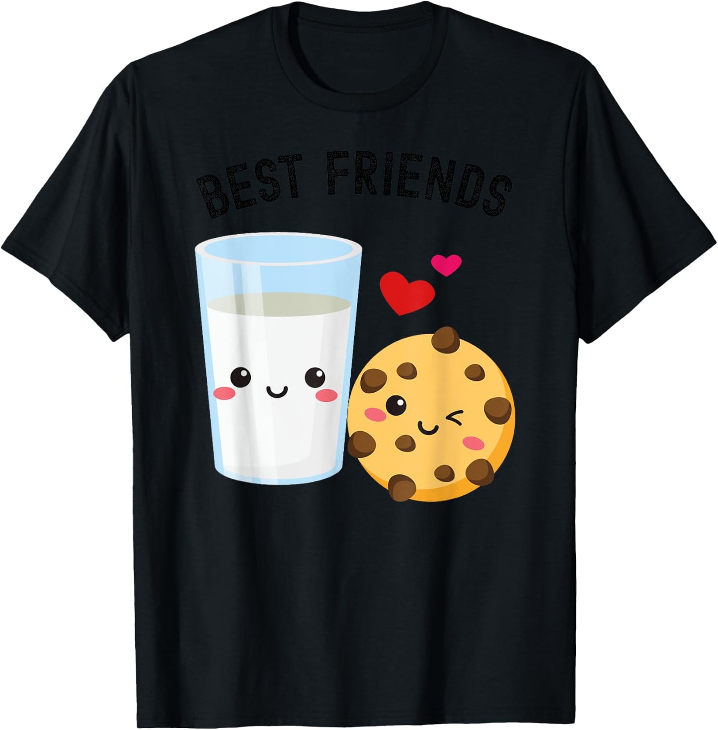 Milk and Cookie Best Friends Cute Kawaii Food & Drink Couple T-Shirt - T-Shirt | Black