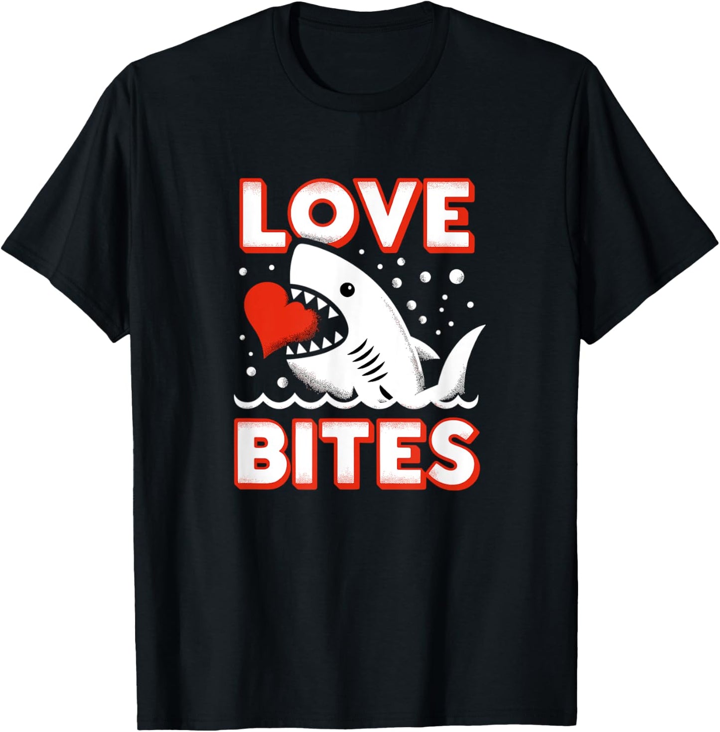 Kids Love Bites Shark Toddler Boy Valentines Day Outfit T-Shirt - T-Shirt | Black