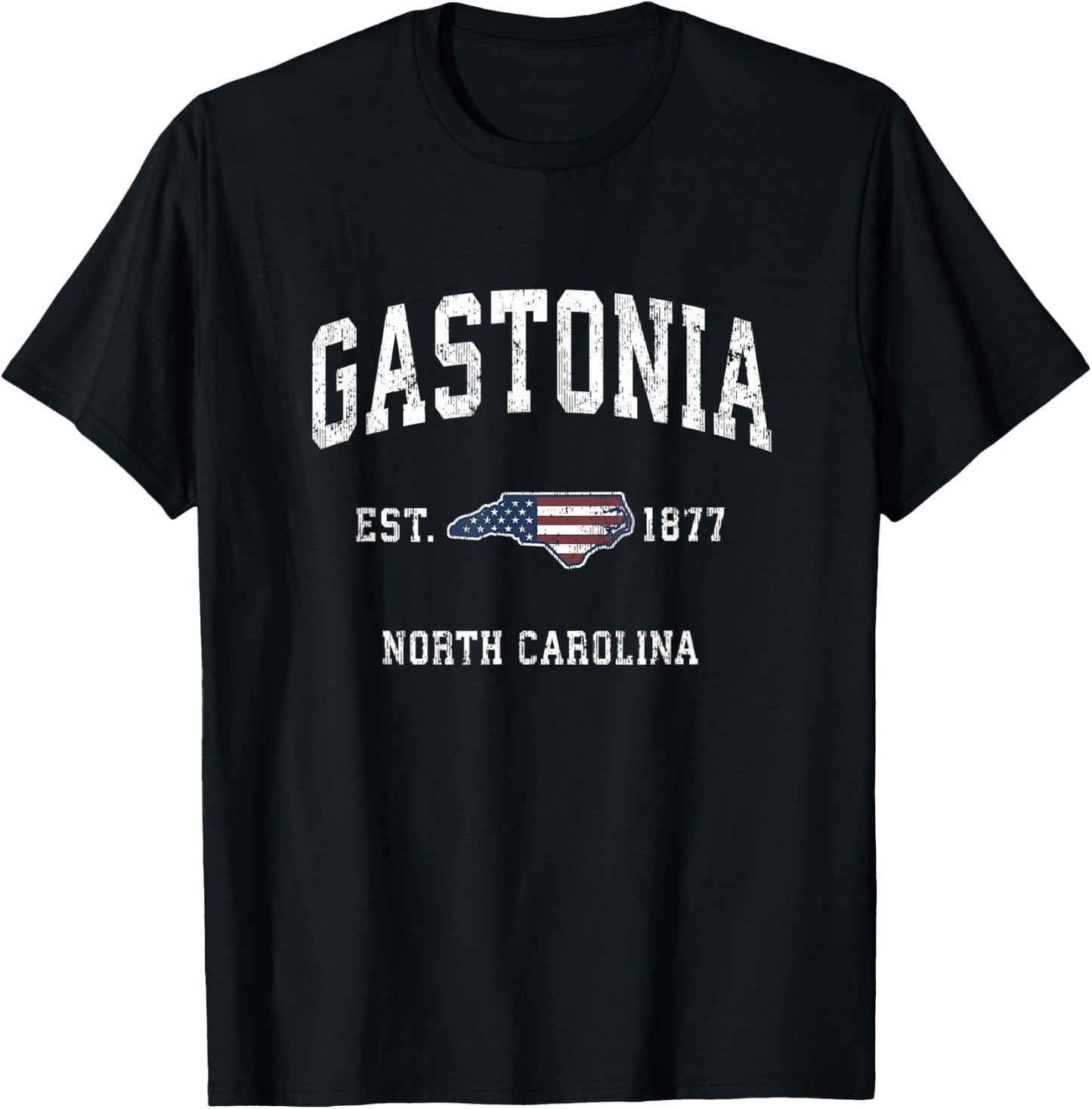 Gastonia North Carolina NC Vintage American Flag Design Kids Men T-Shirt - T-Shirt | Black
