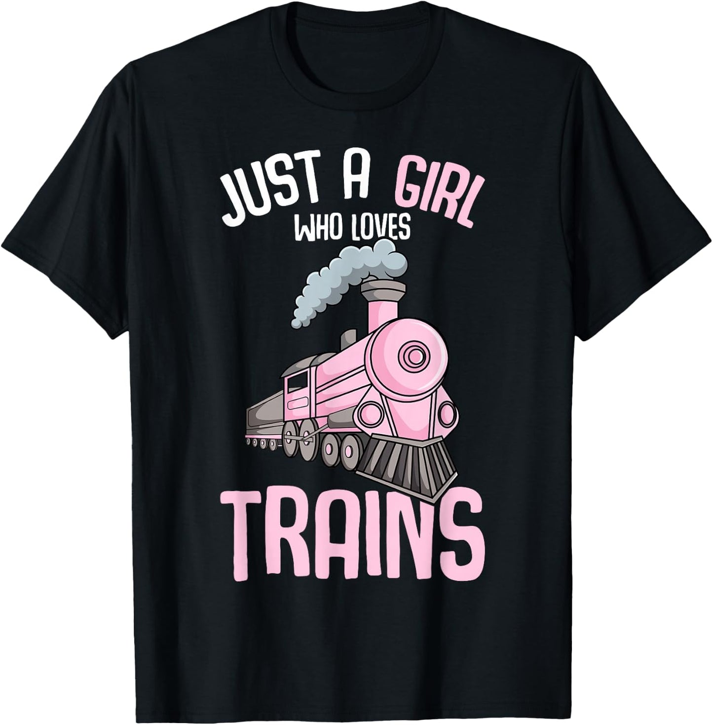 Just a Girl who Loves Trains Locomotive Train Toddler Kids T-Shirt - T-Shirt | Black