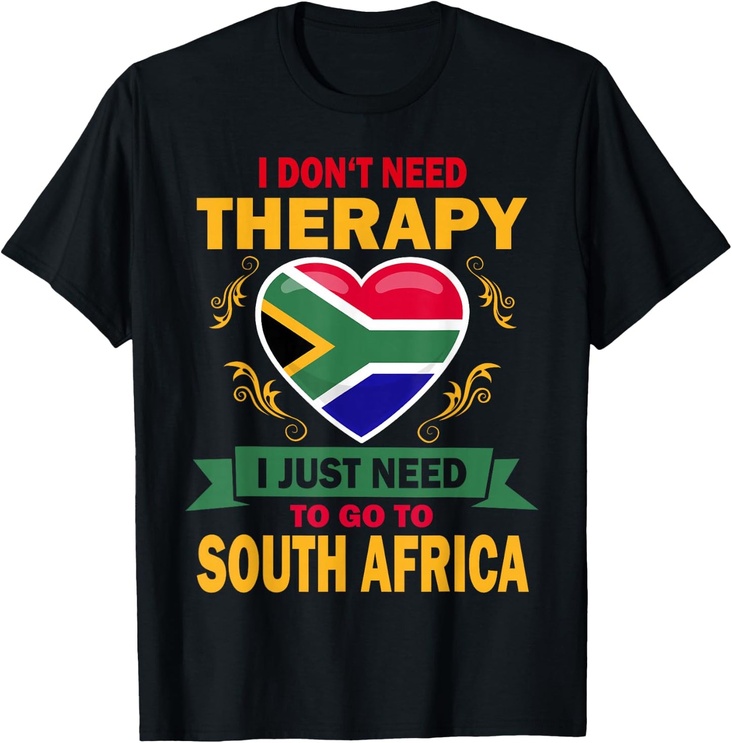 South African Flag Vacation Gift Therapy Funny South Africa T-Shirt - T-Shirt | Black