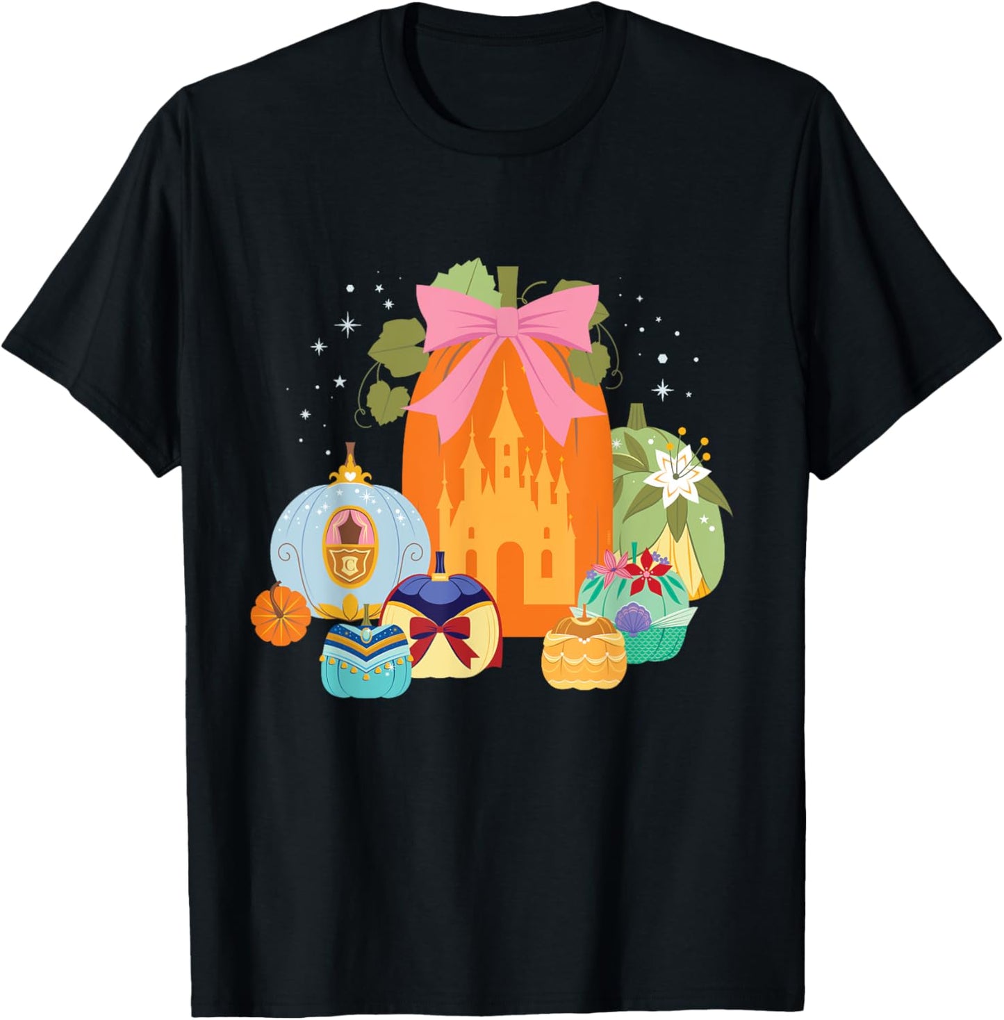 Disney Princess Pumpkins Fall Princesses and Pumpkin Castle T-Shirt - T-Shirt | Black