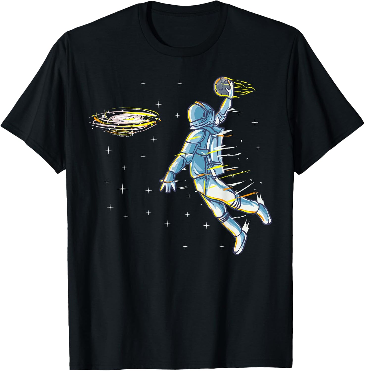Basketball Space Astronaut Slam Dunk Jam Sports Humor T-Shirt - T-Shirt | Black