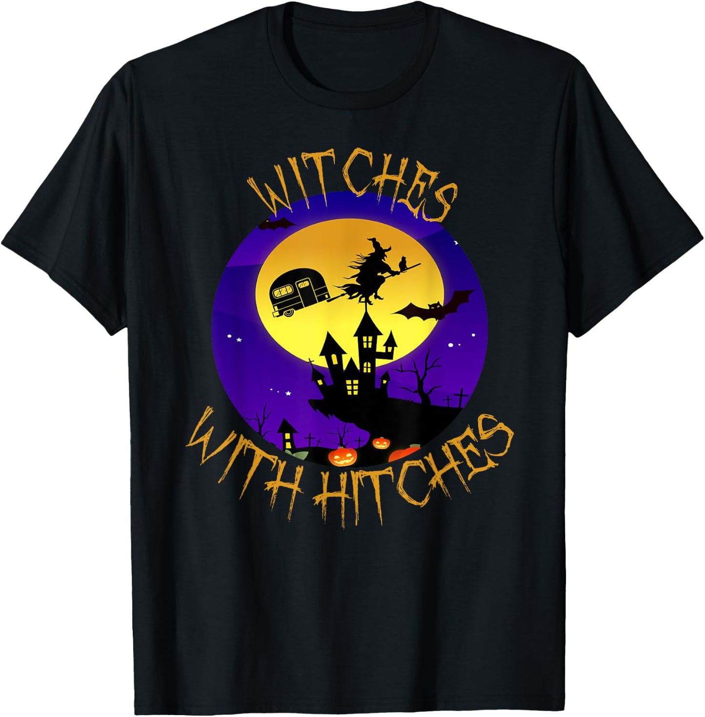 Witches with Hitches Halloween Camping Gift T-Shirt - T-Shirt | Black