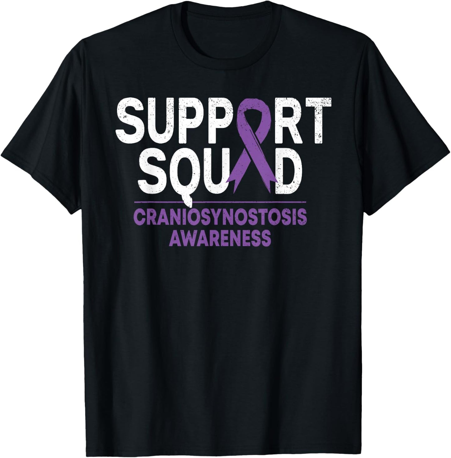 Support Squad Craniosynostosis CSO Awareness Purple Ribbon T-Shirt - T-Shirt | Black