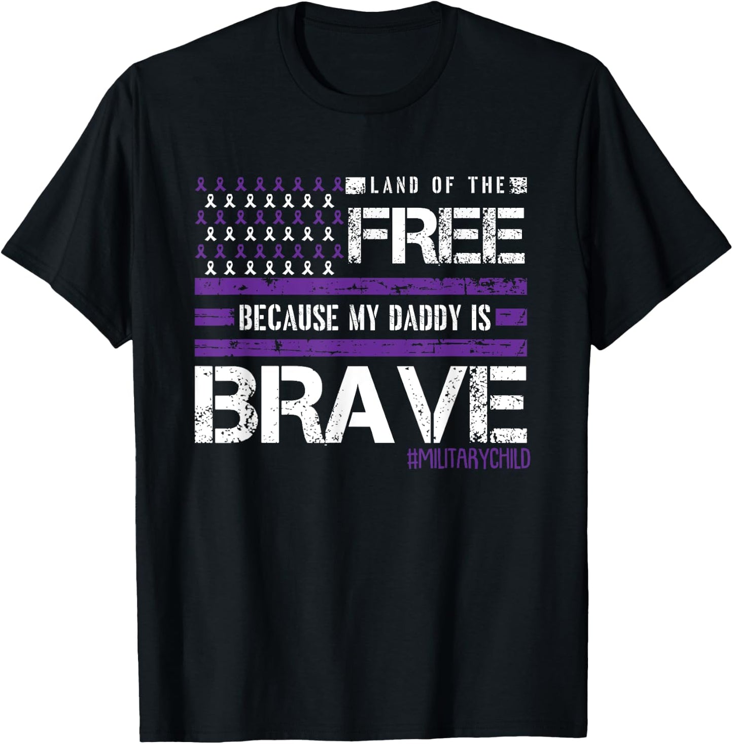 Land Of The Free Month Of The Military Child American Flag T-Shirt - T-Shirt | Black