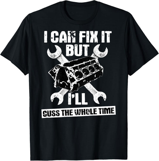 Mechanic Funny Car Repair Design On Back T-Shirt - T-Shirt | Black