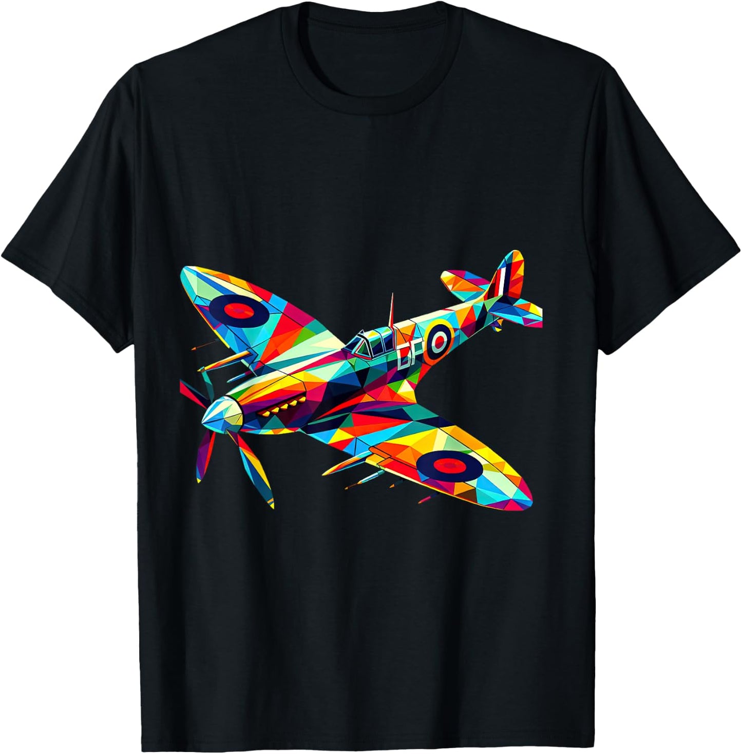 Spitfire Airplane Rainbow Color Splash Colorful Kids T-Shirt - T-Shirt | Black