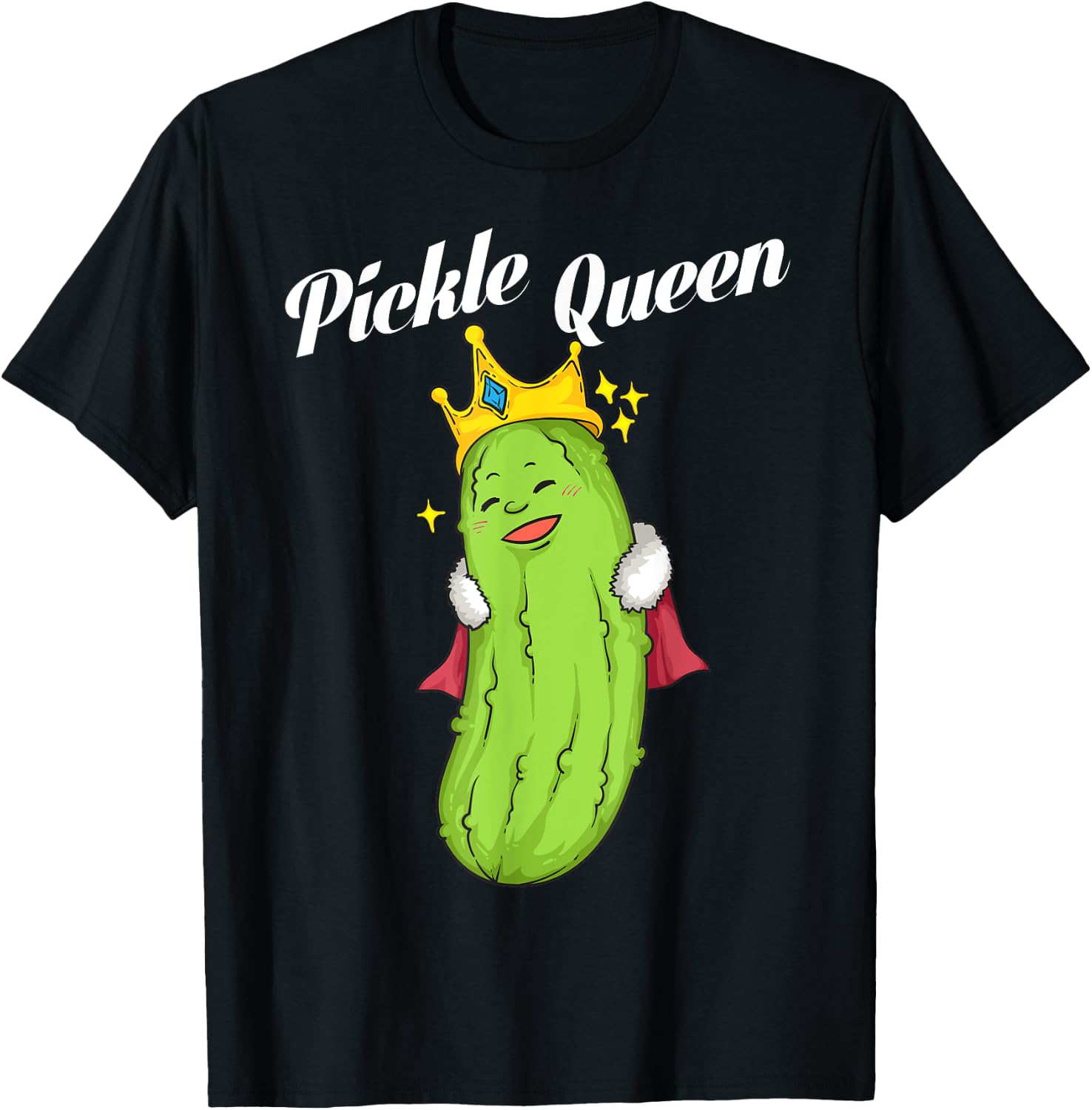 Funny Pickle Queen Gift Cool Vegan Food Eater Fan T-Shirt - T-Shirt | Black
