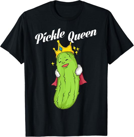 Funny Pickle Queen Gift Cool Vegan Food Eater Fan T-Shirt - T-Shirt | Black