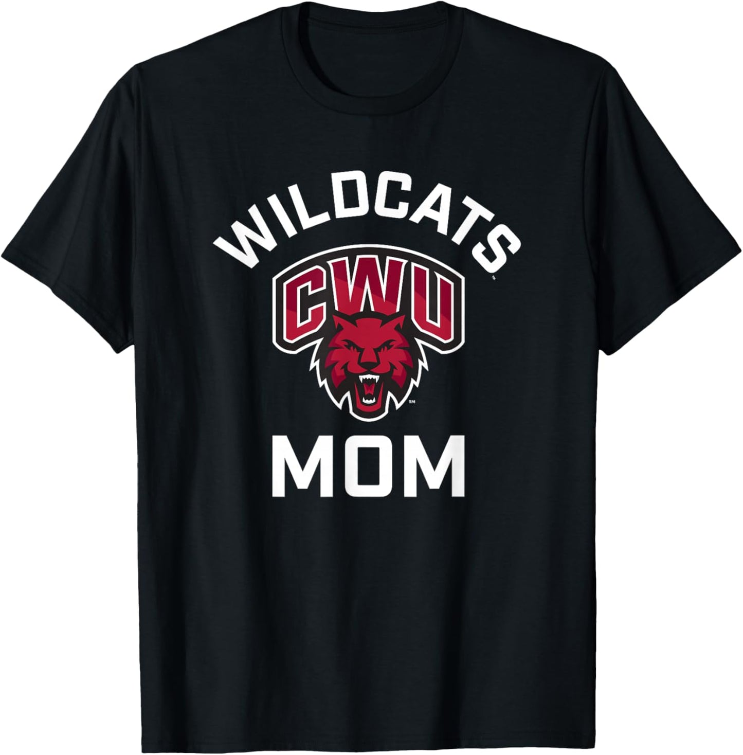 Central Washington University Wildcats Arched Mom T-Shirt - T-Shirt | Black