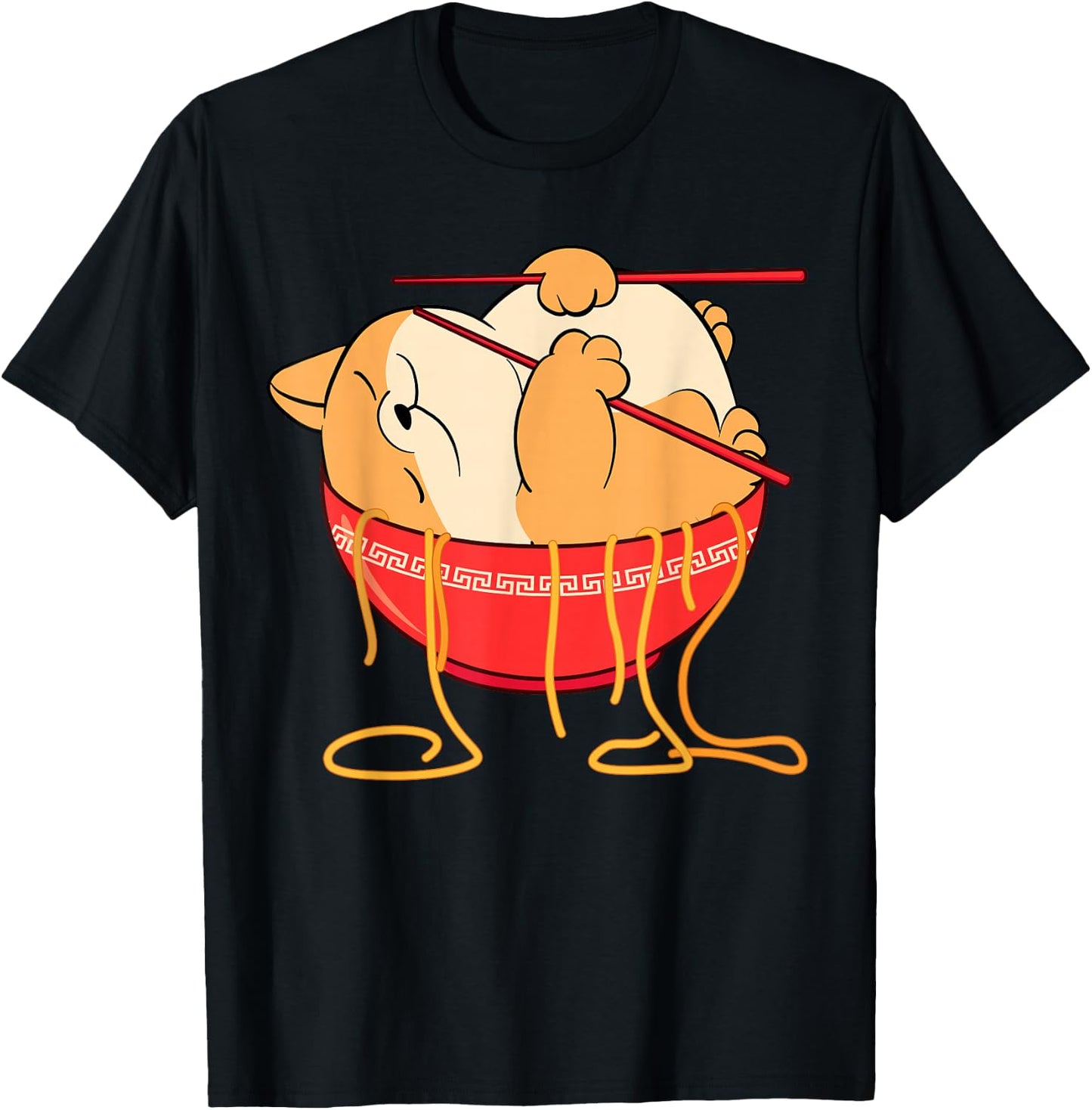 Funny Kawaii Neko Anime Cat Lover Japanese Ramen Noodles T-Shirt - T-Shirt | Black