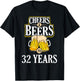 Funny Cheers and Beers to 32 YEARS Birthday Party Gift T-Shirt - T-Shirt | Black
