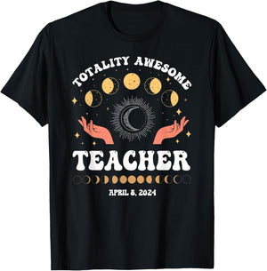 Vintage Solar Eclipse School Teacher 2024 April 8 Educator T-Shirt - T-Shirt | Black