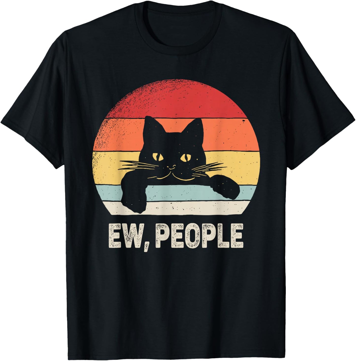 Vintage Retro Ew, People Black Cat T-Shirt - T-Shirt | Black