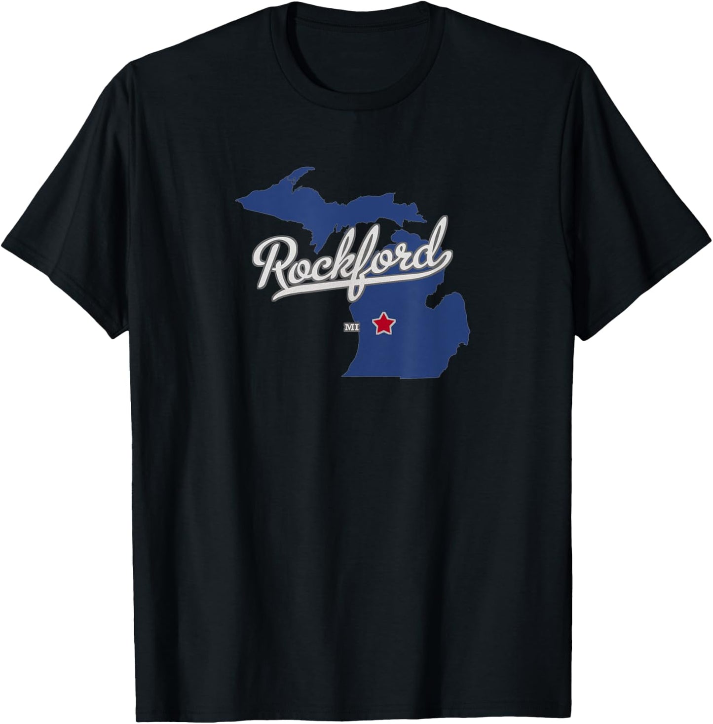 Rockford Michigan MI Map T-Shirt - T-Shirt | Black