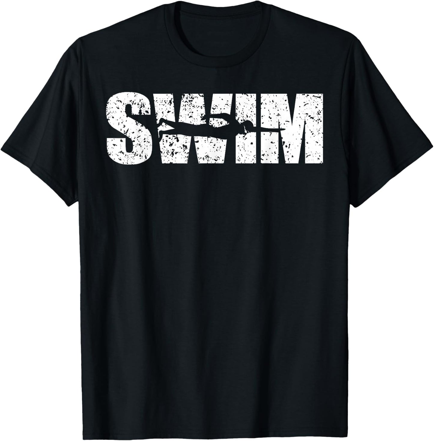 Distressed Look Swimming Gift Swimmers T-Shirt - T-Shirt | Black