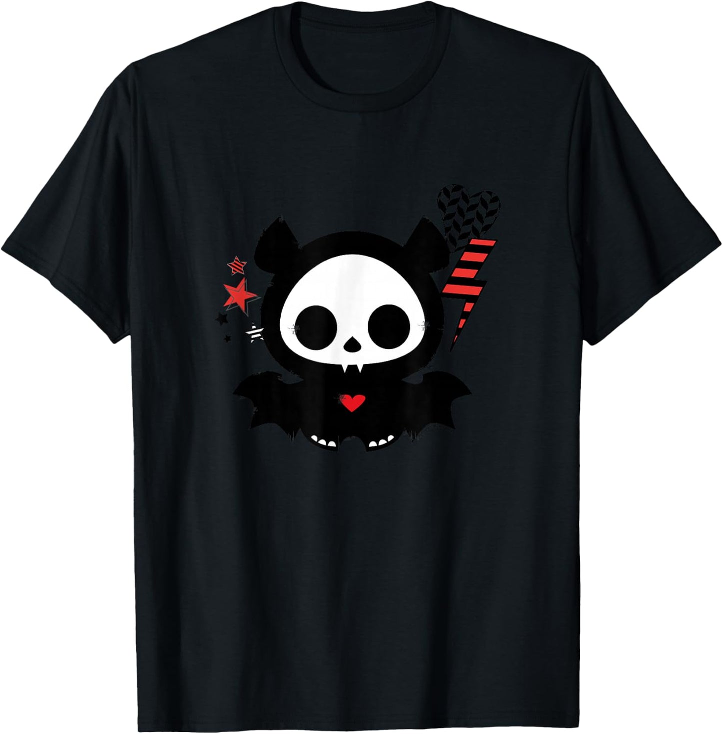 Skelanimals Vintage Pop Art Diego Bat Lightning Heart Icons T-Shirt - T-Shirt | Black