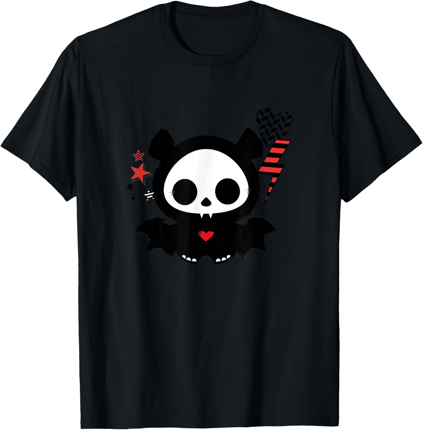 Skelanimals Vintage Pop Art Diego Bat Lightning Heart Icons T-Shirt - T-Shirt | Black
