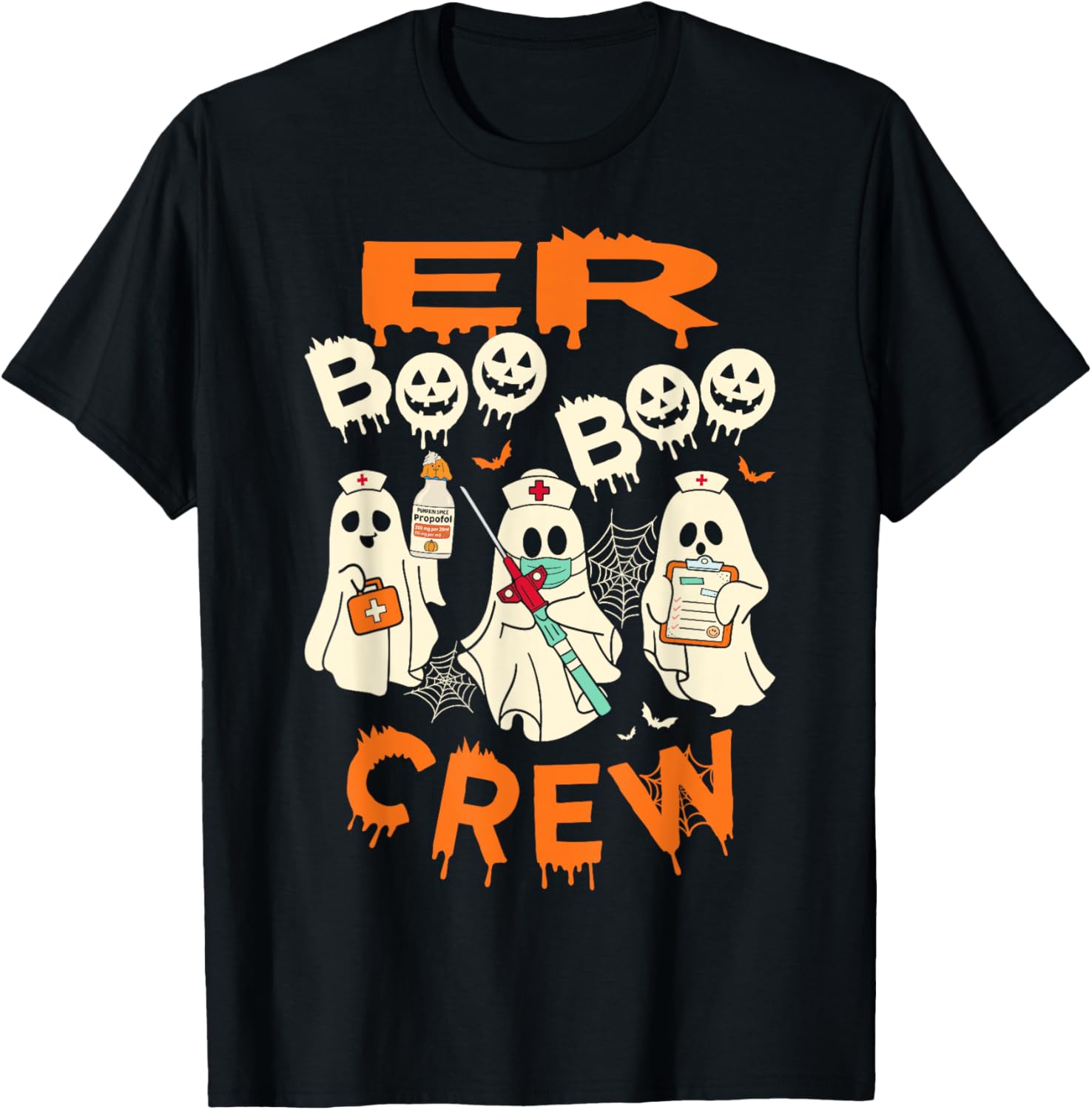 Cute Emergency Department Funny ER Nurse Halloween T-Shirt - T-Shirt | Black
