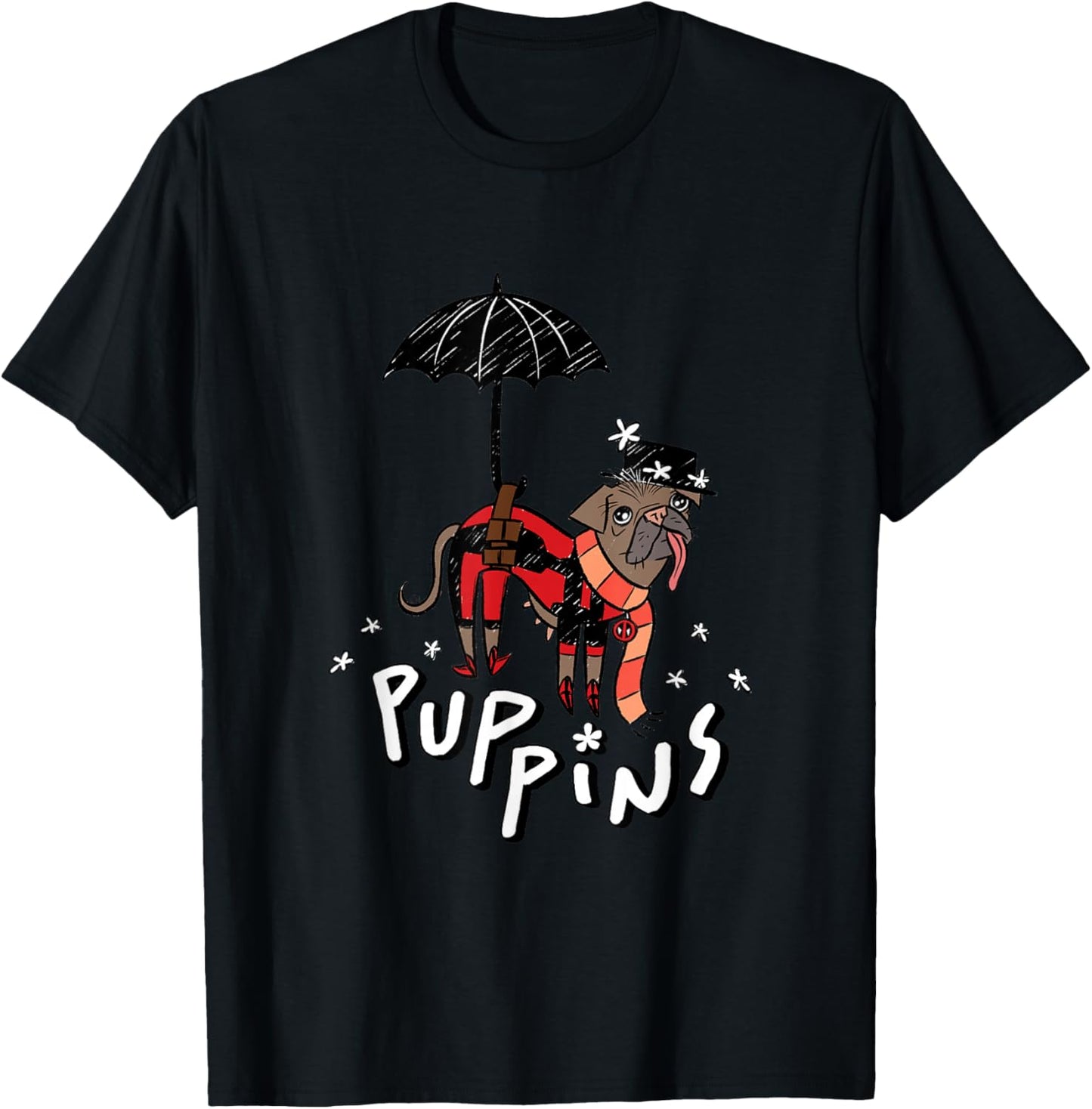 Marvel Deadpool & Wolverine Mary Poppins Dogpool Puppins T-Shirt - T-Shirt | Black