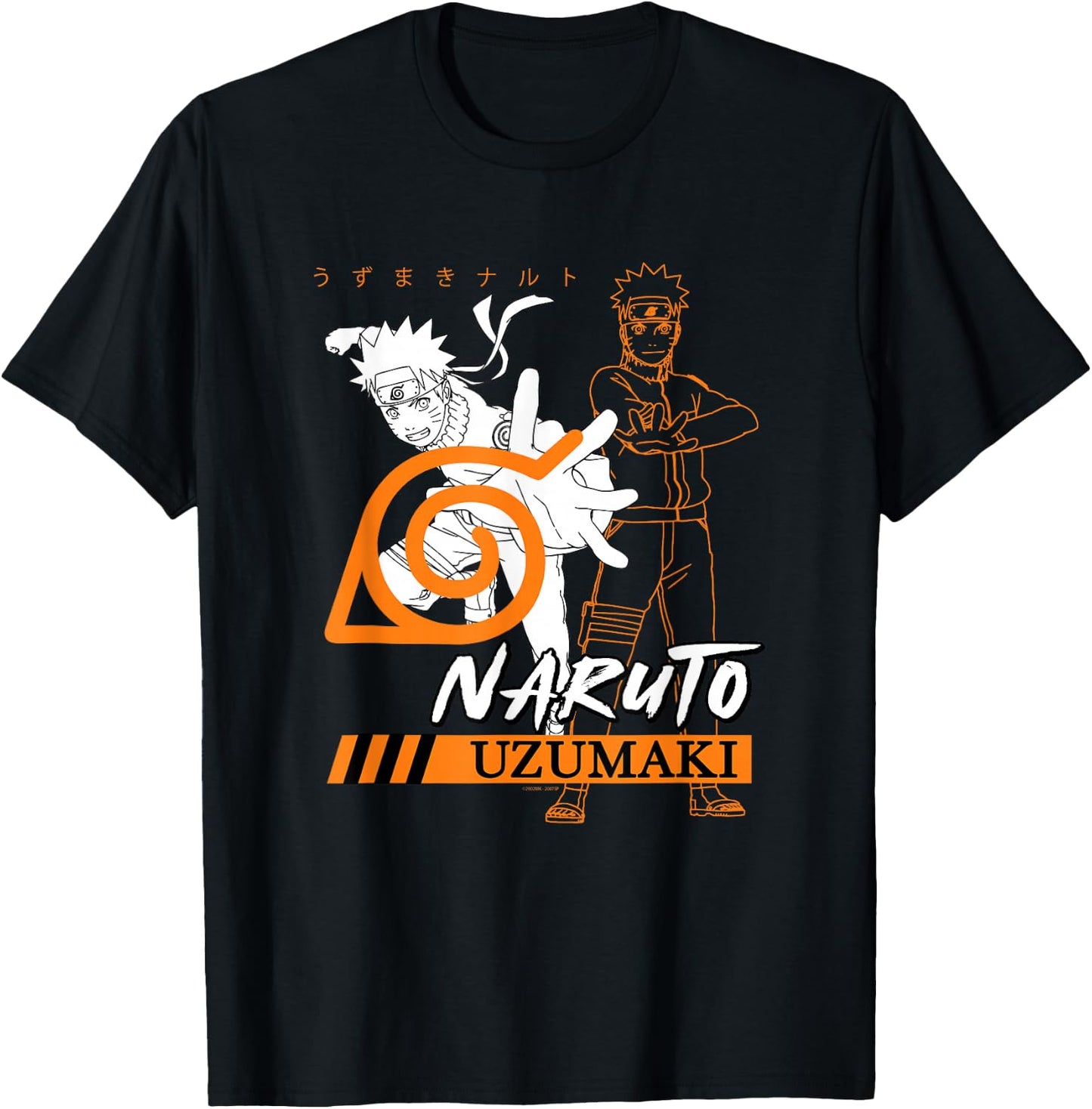 Naruto Shippuden Uzumaki Overlap Hidden Leaf Village Symbol T-Shirt - T-Shirt | Black