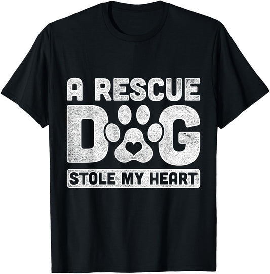 A Rescue Dog Stole My Heart Rescued T-Shirt - T-Shirt | Black