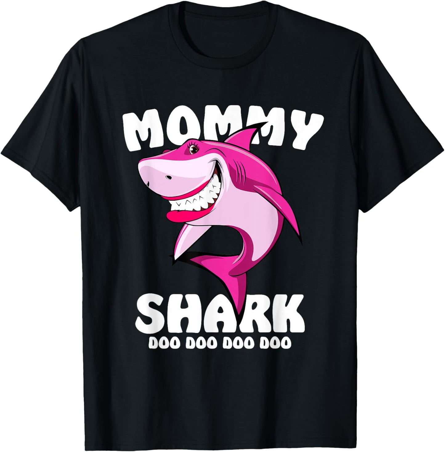 Mommy Shark Shirt Funny Mothers Day Gift Kids Mom T-Shirt - T-Shirt | Black
