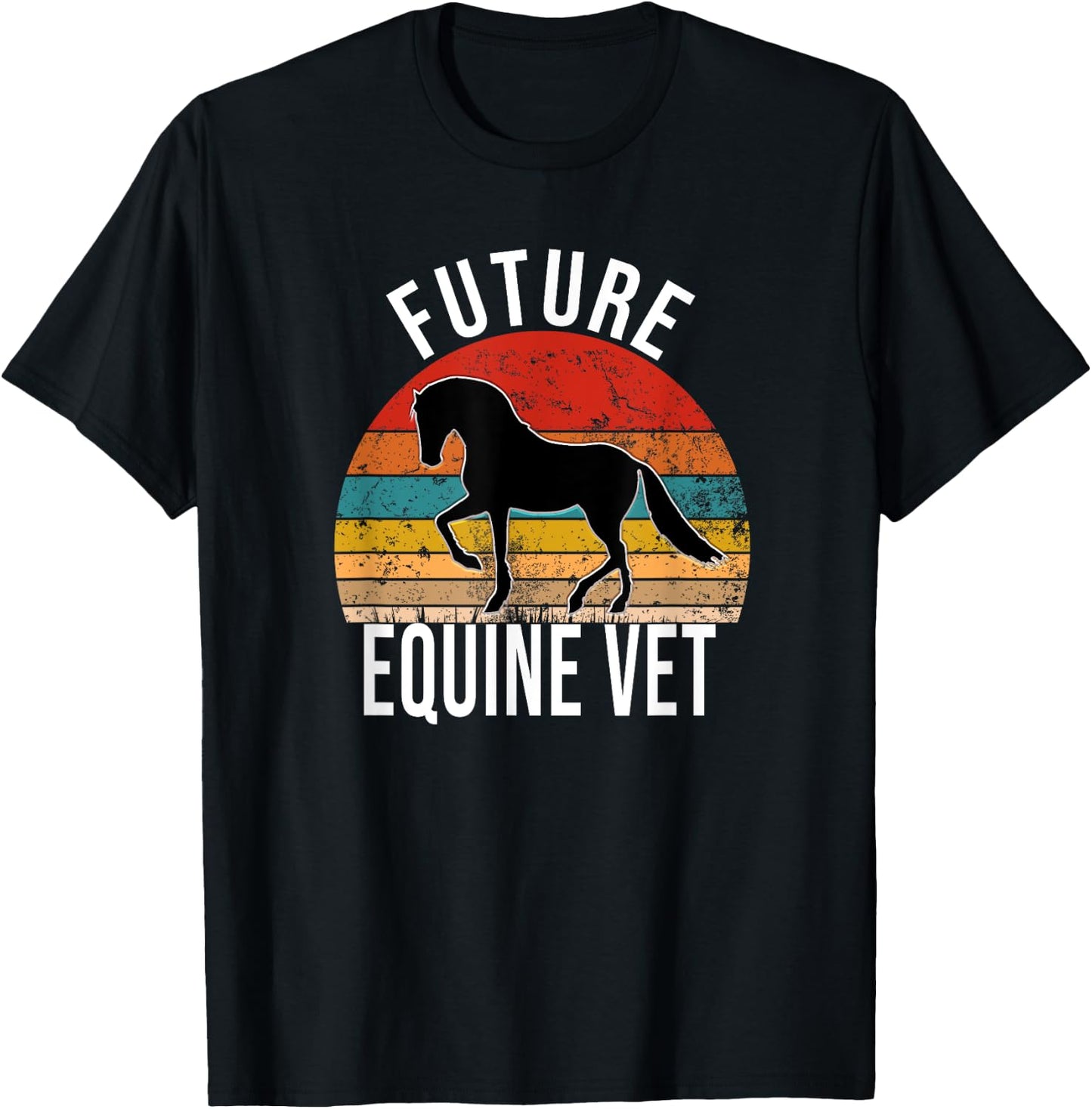 Future Equine Vet Vintage Horse Veterinarian T-Shirt - T-Shirt | Black