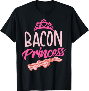 Funny Bacon Princess Gift | Cool Smoked Pork Eater Foodie T-Shirt - T-Shirt | Black