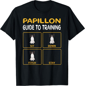 Funny Papillon Guide To Training Dog Obedience Trainer Men Women T-Shirt - T-Shirt | Black