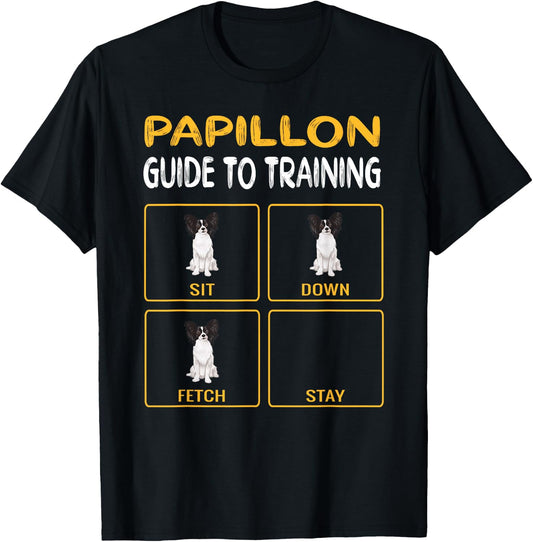Funny Papillon Guide To Training Dog Obedience Trainer Men Women T-Shirt - T-Shirt | Black