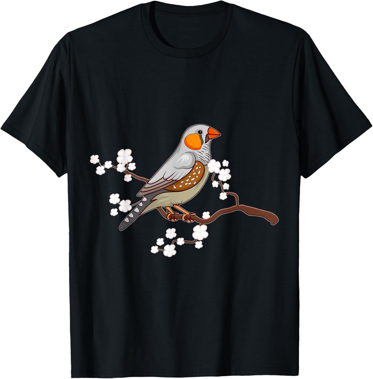 Zebra Finches in Cherry Blossom Japan Design T-Shirt - T-Shirt | Black