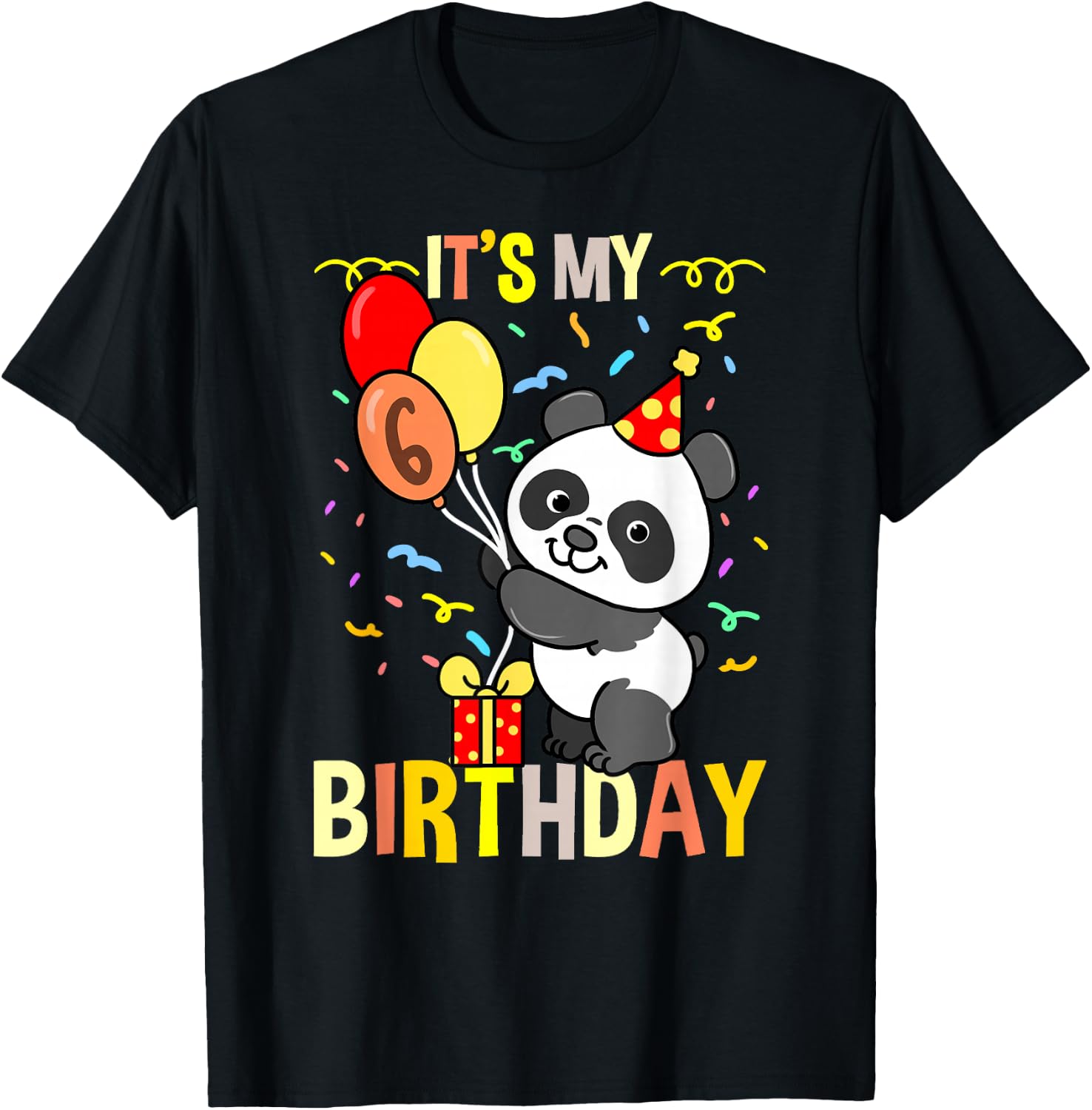 Its My 6th Birthday Panda Animal T-Shirt - T-Shirt | Black