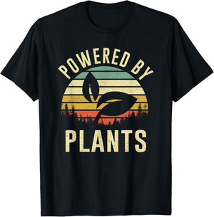 Vintage Powered Plants Vegetarian By Vegan Diet T-Shirt - T-Shirt | Black