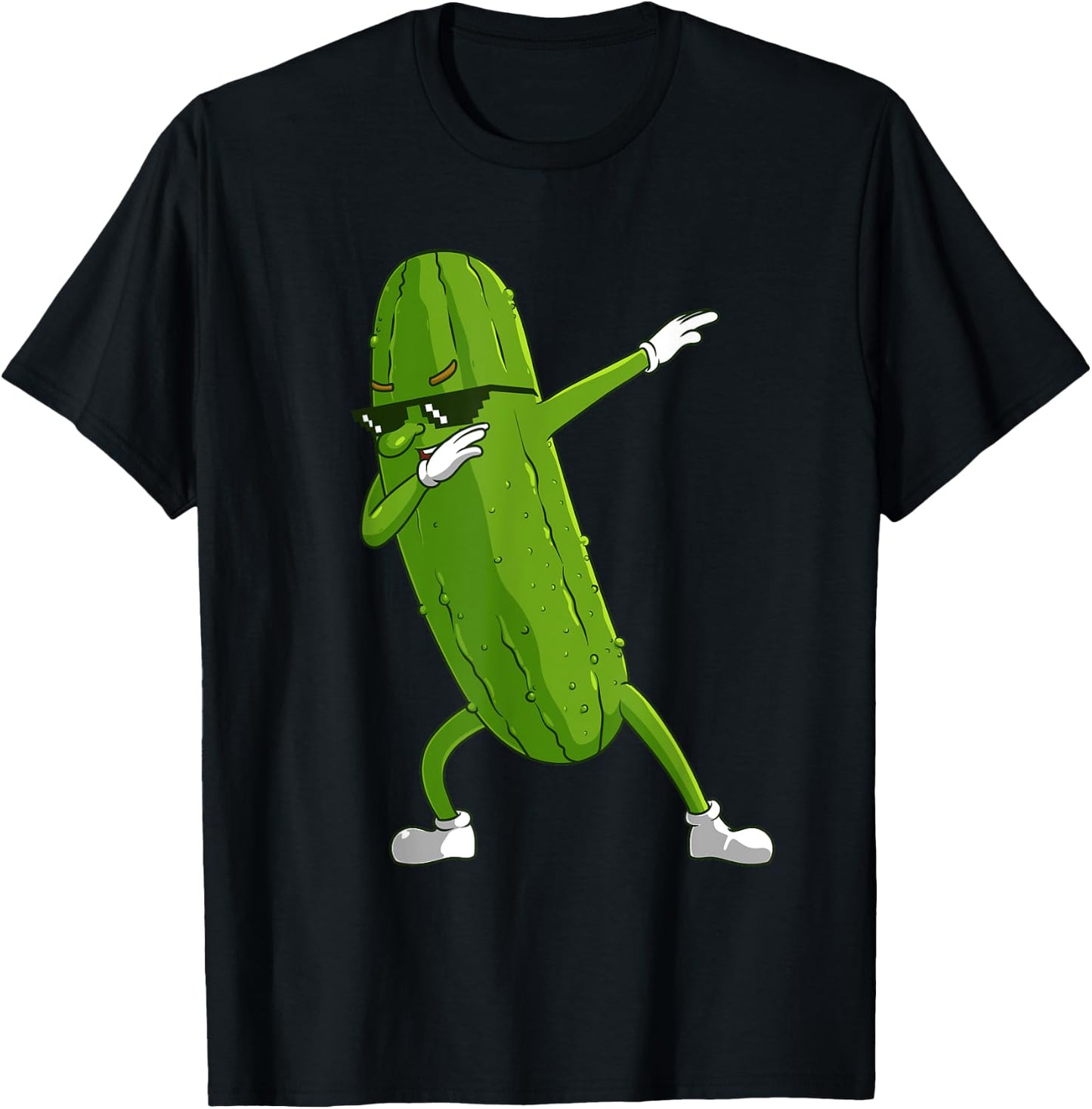 Funny Dabbing Pickle Gift | Cute Dancing Cucumber Men Women T-Shirt - T-Shirt | Black