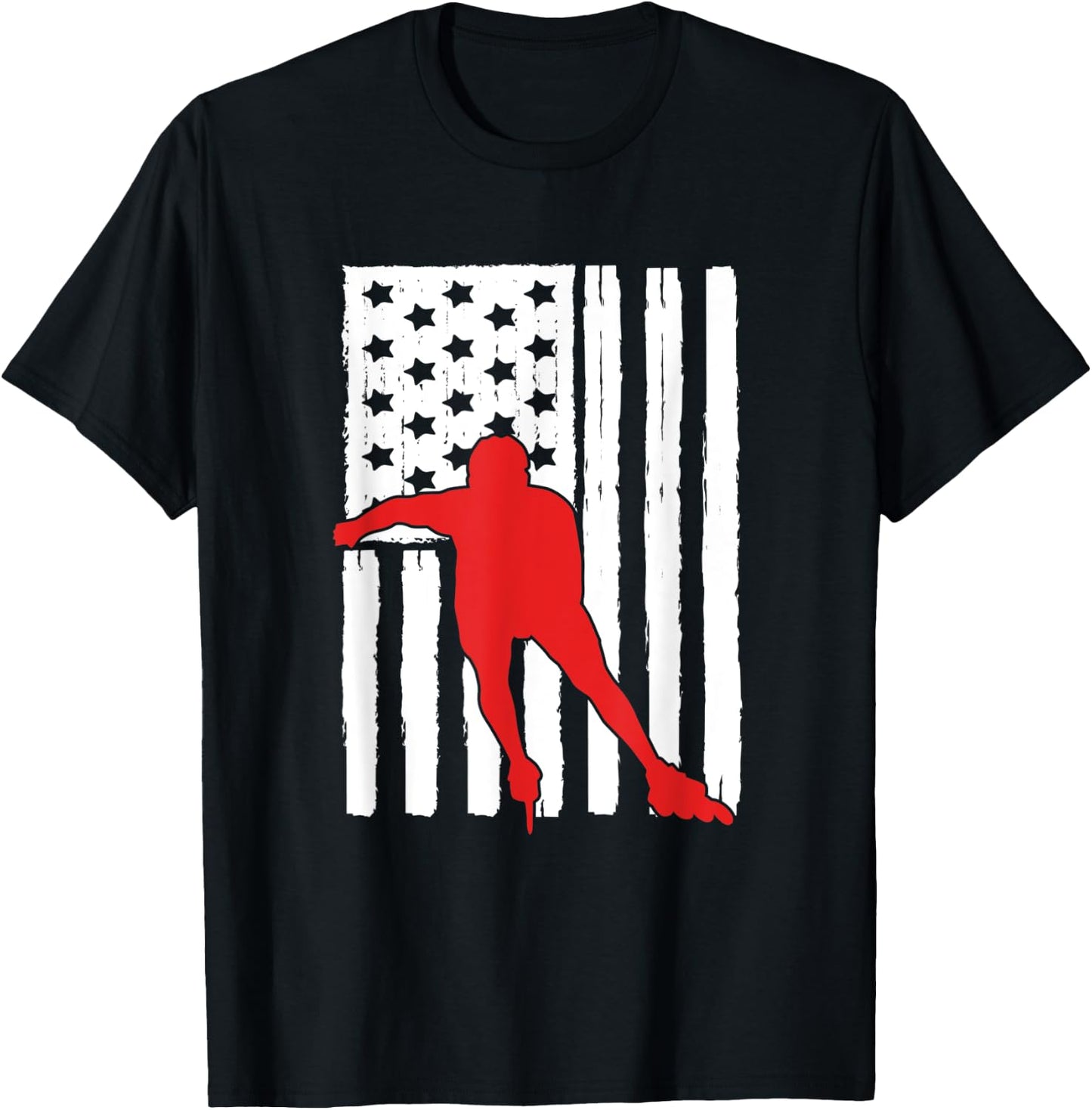 American Flag Inline Speed Skating Lover Theme Design Skater Kids Men T-Shirt - T-Shirt | Black