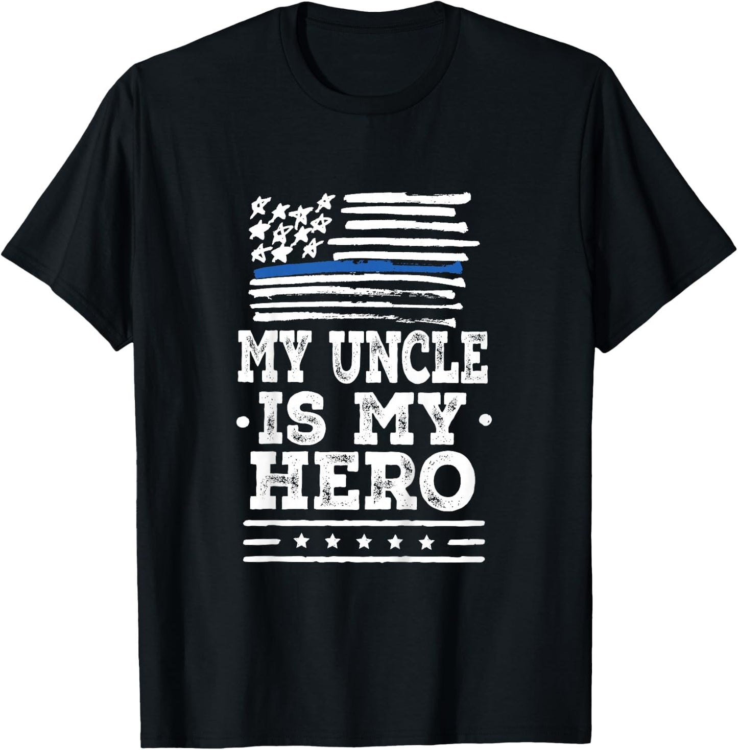 Kids Police Officer Uncle is my Hero T-Shirt - T-Shirt | Black