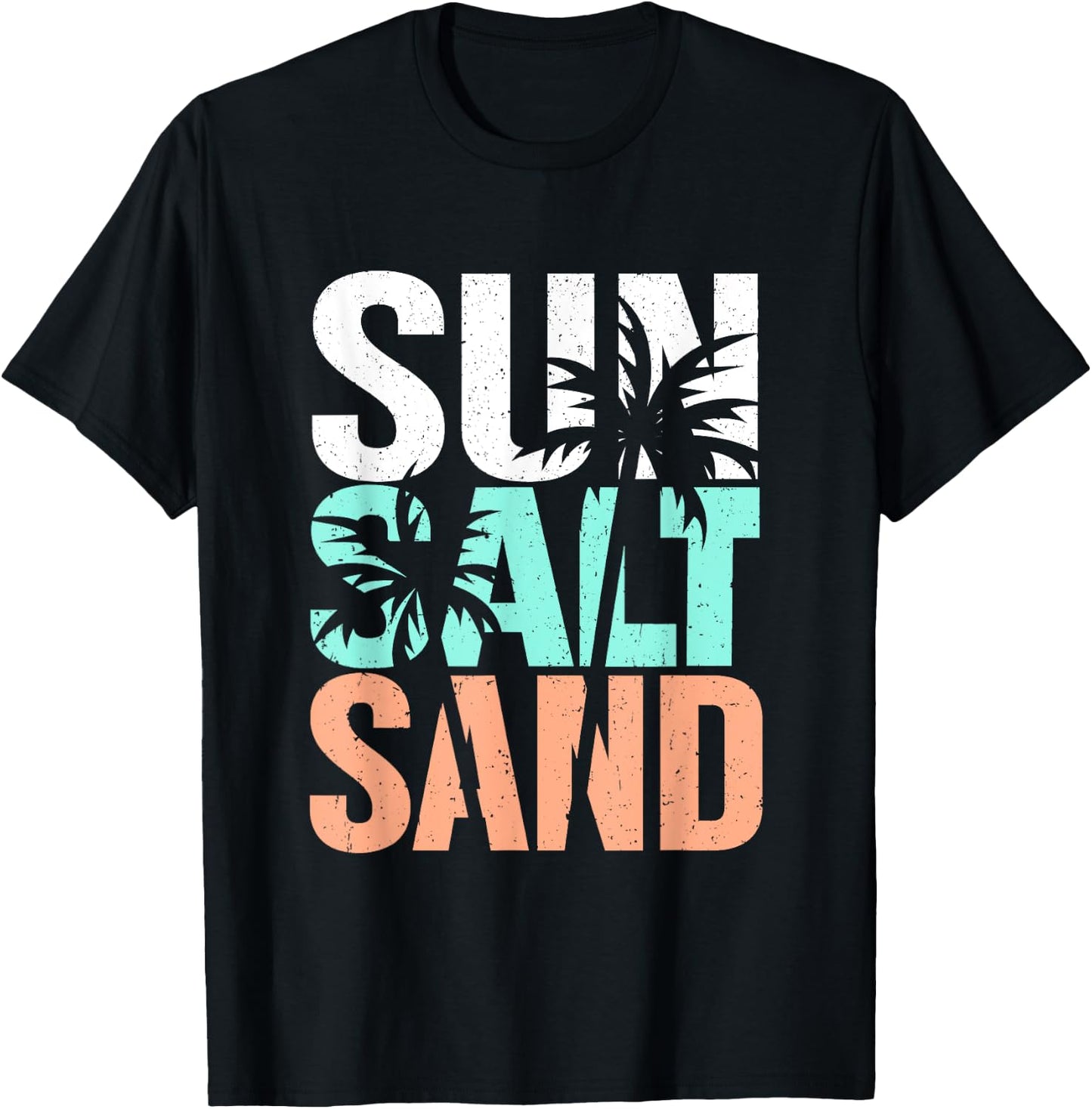 Sun Salt Sand Funny Summer Beach Vacation Palm Lover Women Girls Kids T-Shirt - T-Shirt | Black