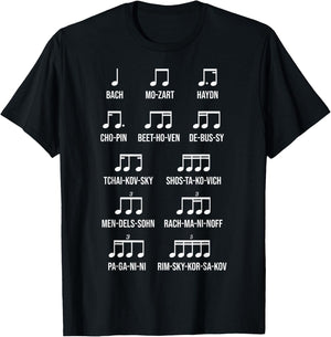 Composer Rhythm Music Gift Bach Mozart Beethoven Chopin Small T-Shirt - T-Shirt | Black