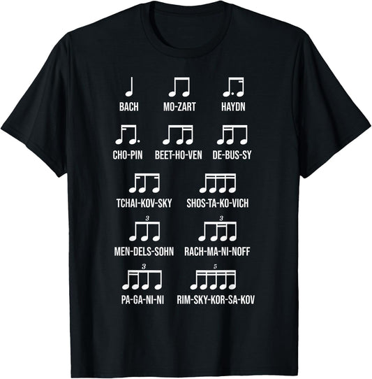 Composer Rhythm Music Gift Bach Mozart Beethoven Chopin Small T-Shirt - T-Shirt | Black