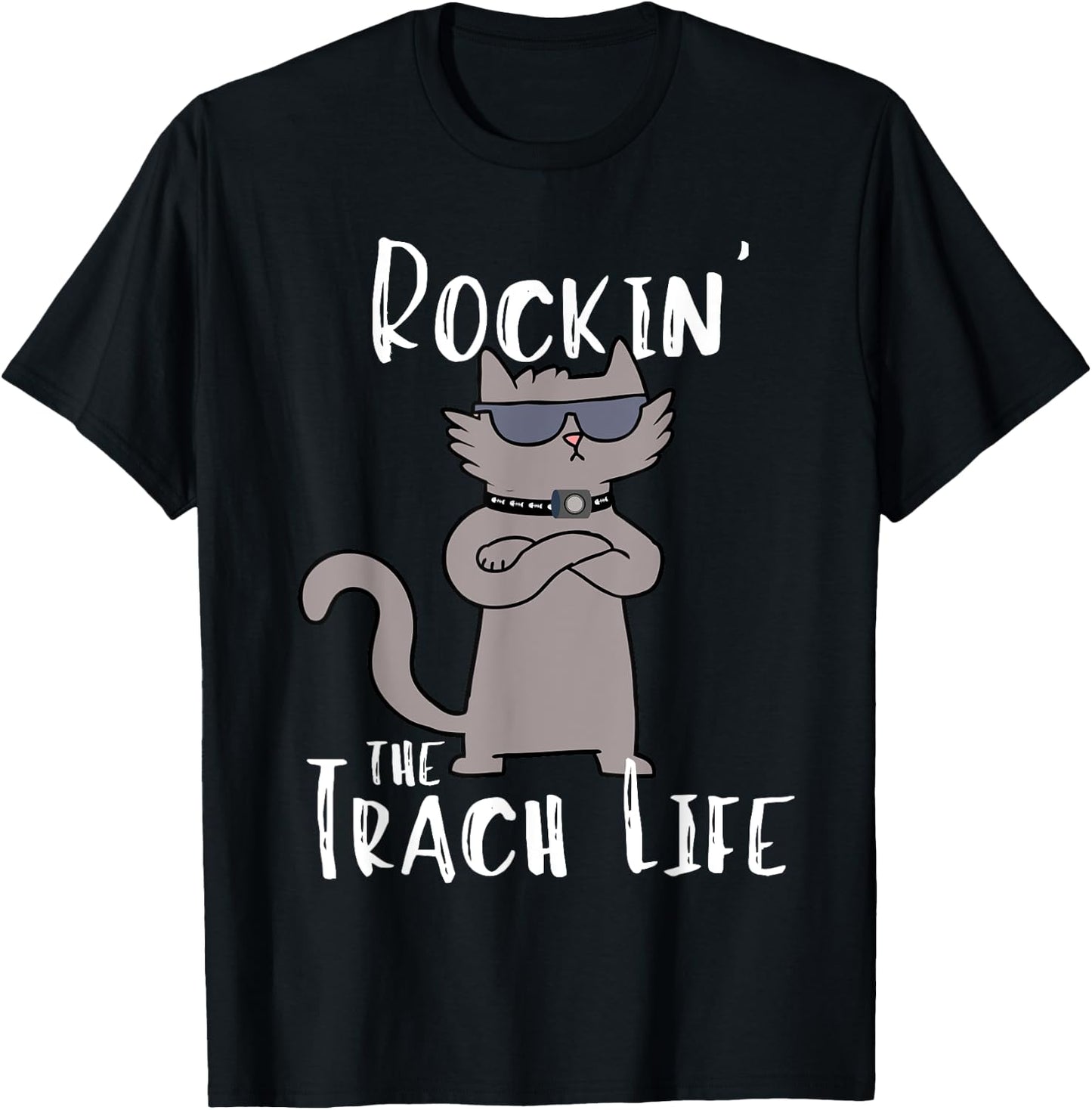 Rockin' the Trach Life Cool Cat Tracheostomy Awareness T-Shirt - T-Shirt | Black