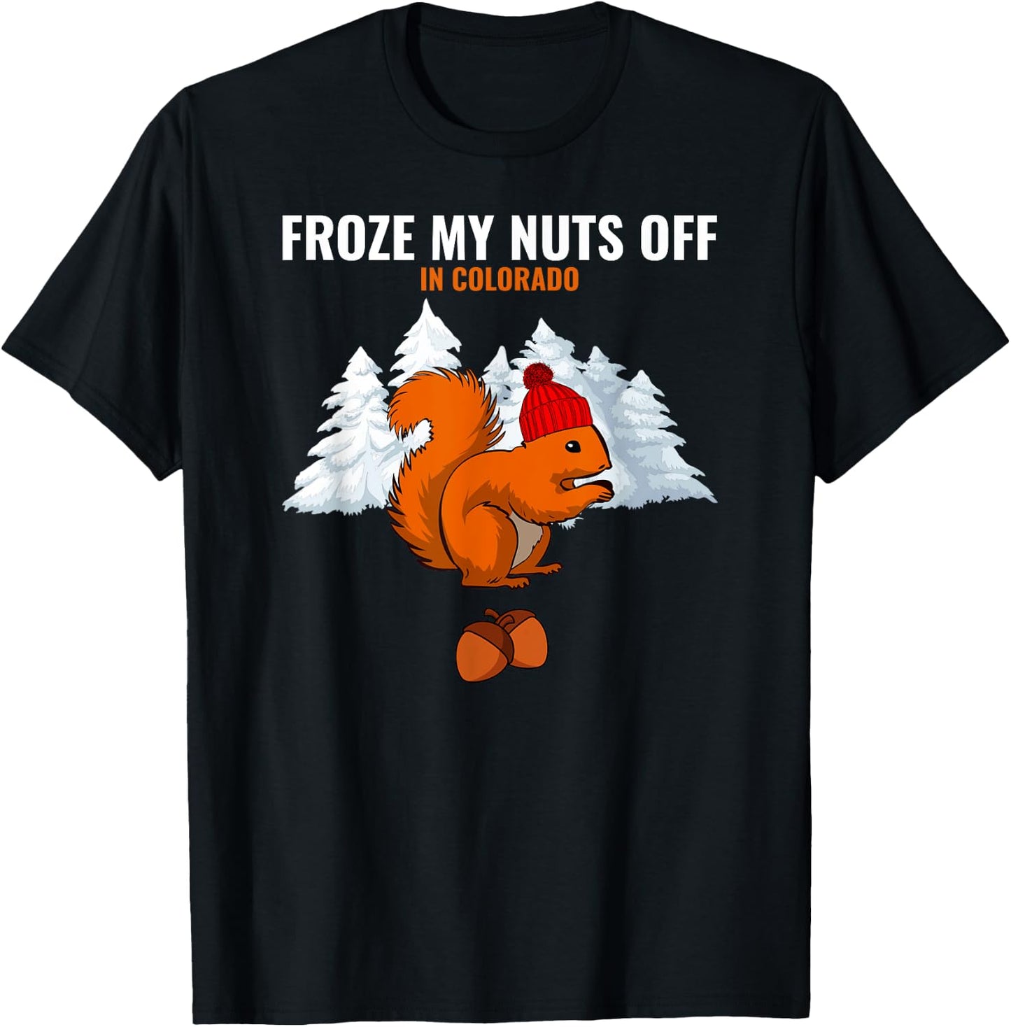 Froze My Nuts Off In Colorado Funny Squirrel Tourist T-Shirt - T-Shirt | Black