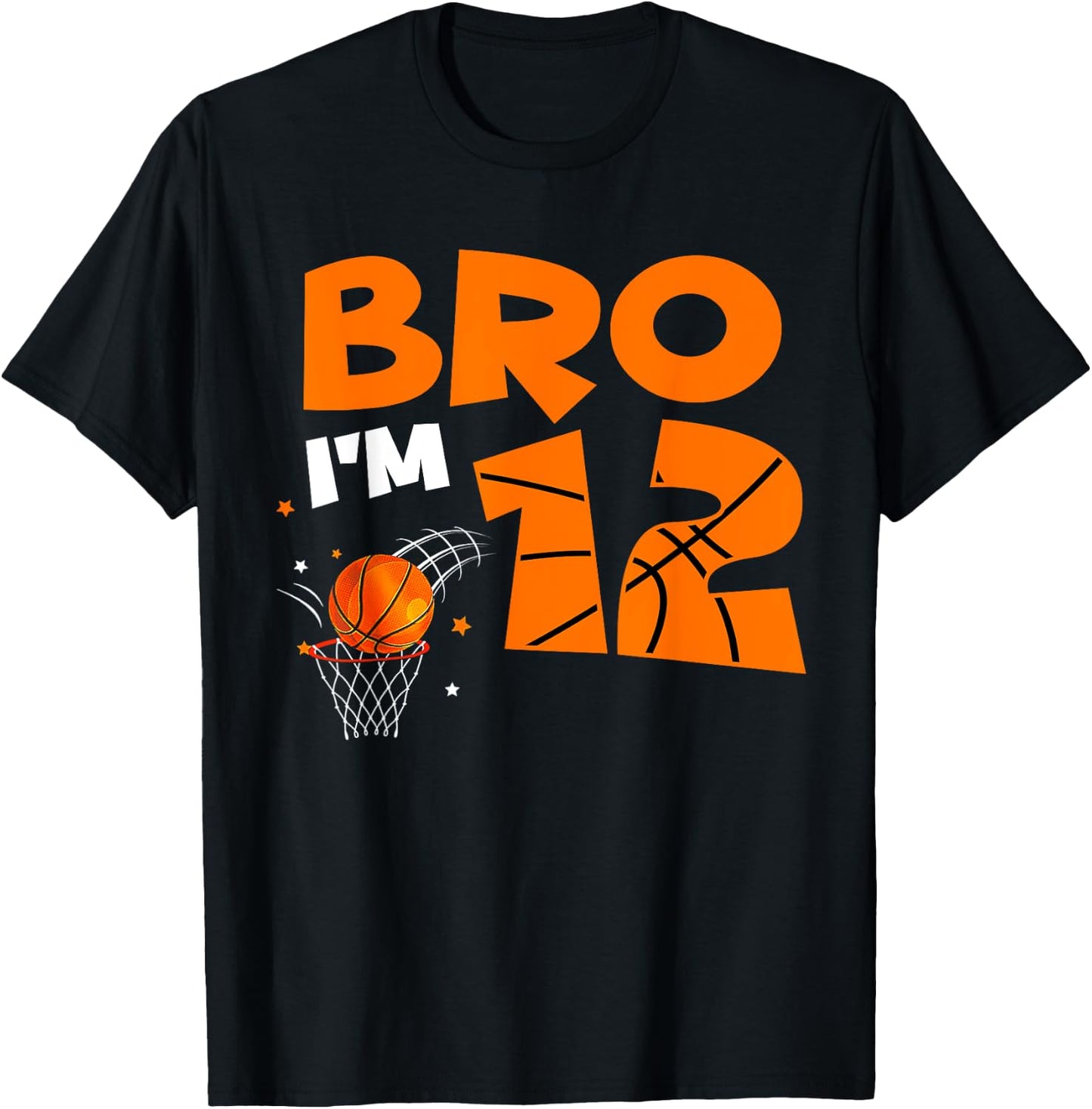 12th Birthday Shirt Boy Bro I'm 12 Year Old Basketball Theme T-Shirt - T-Shirt | Black