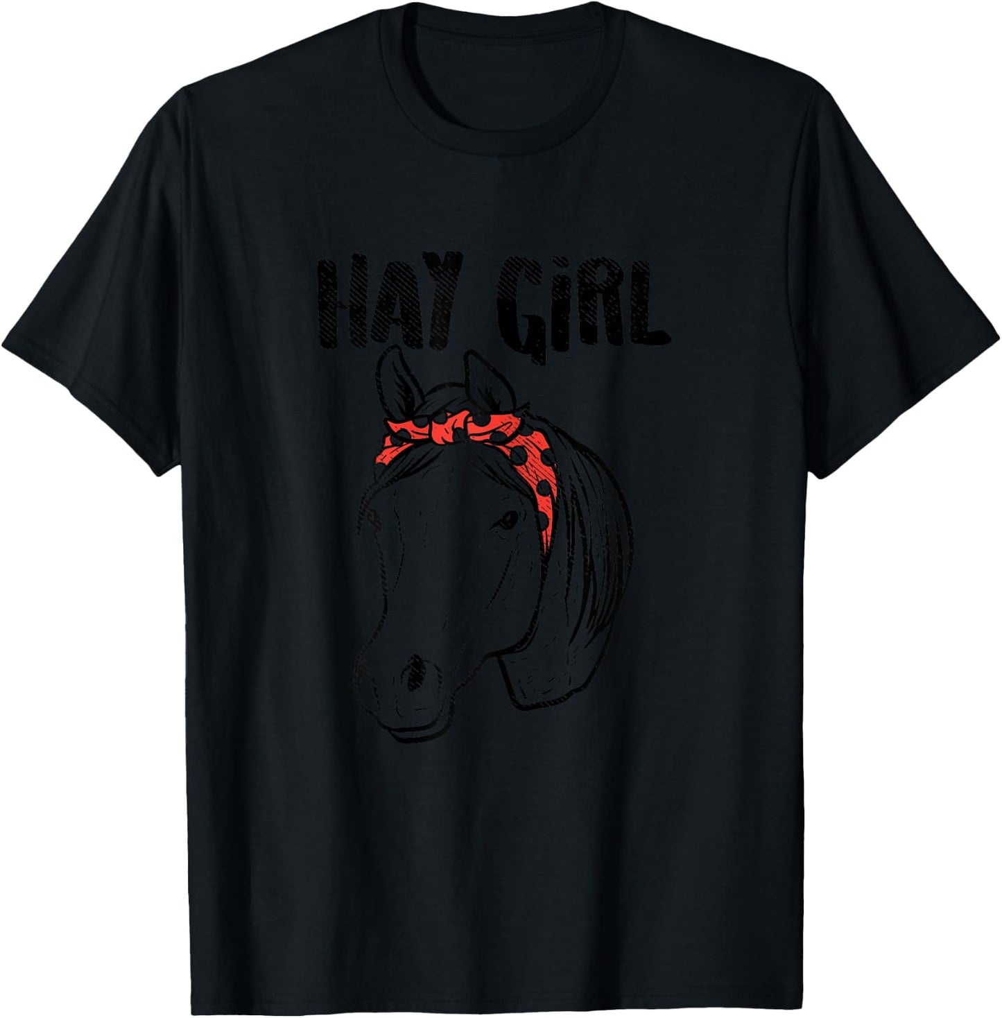 Hay Girl Horse Bandana Animal Country Farm Girls Women Gift T-Shirt - T-Shirt | Black