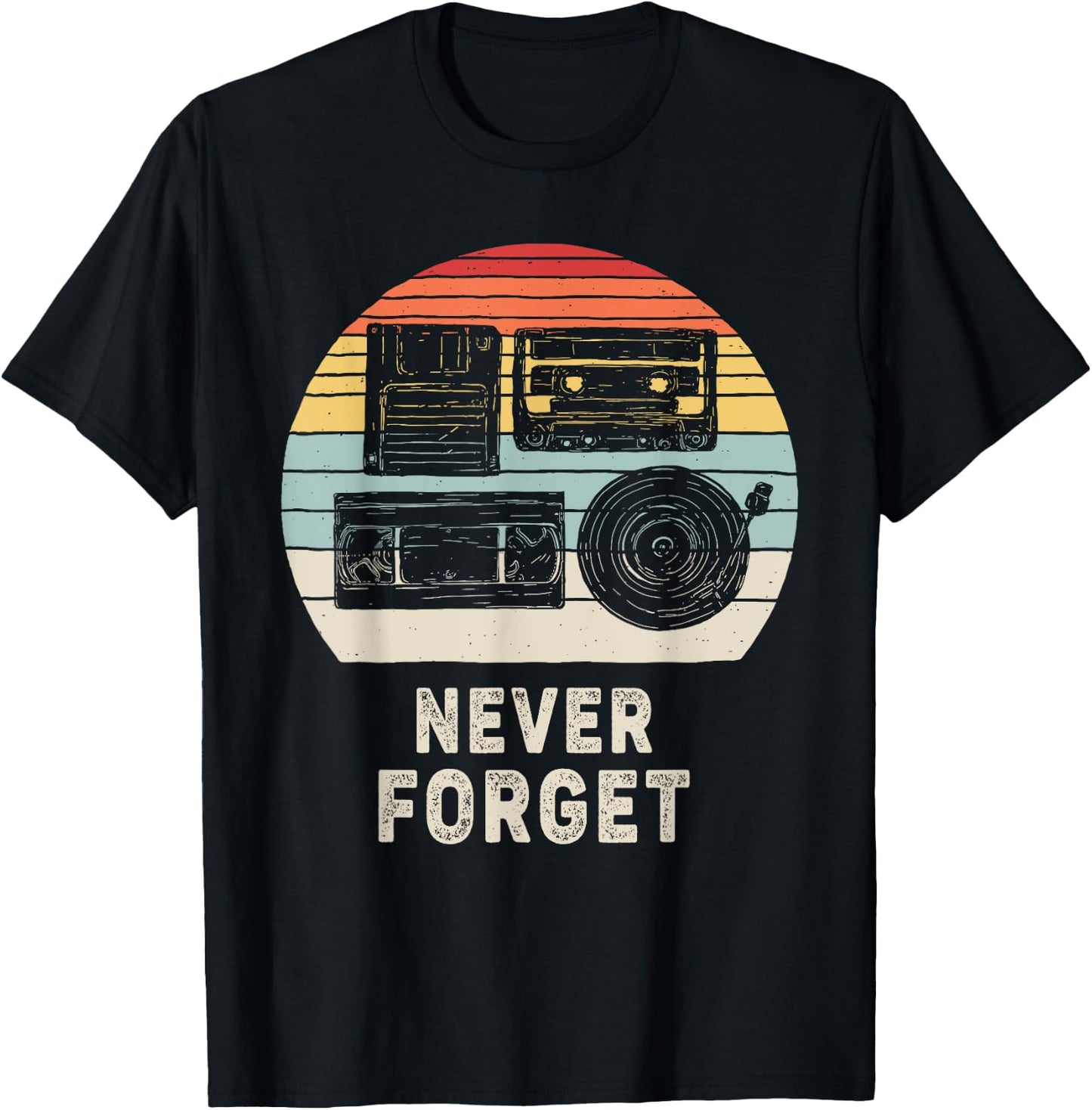 Vintage Retro Never Forget Nostalgia T-Shirt - T-Shirt | Black
