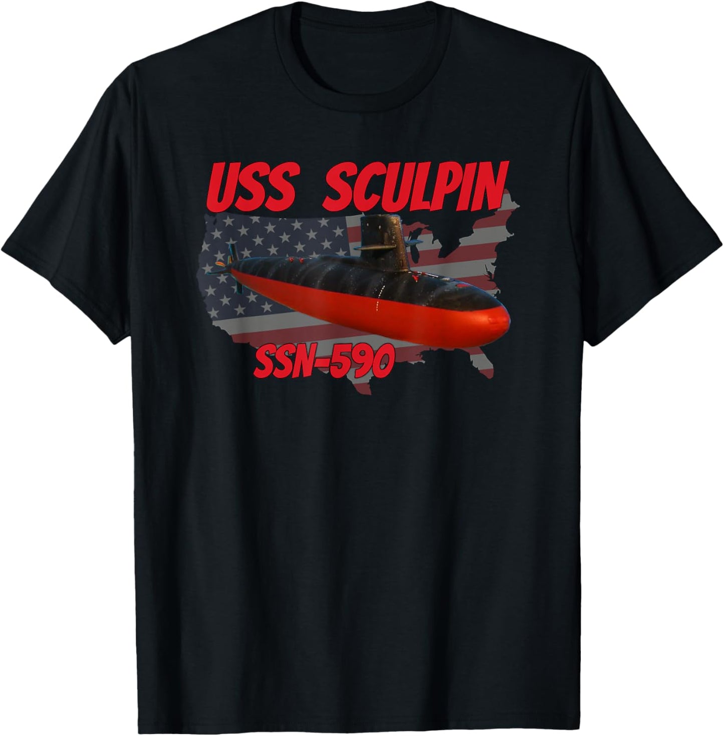 USS Sculpin SSN-590 Submarine Veterans Day Father Grandpa T-Shirt - T-Shirt | Black