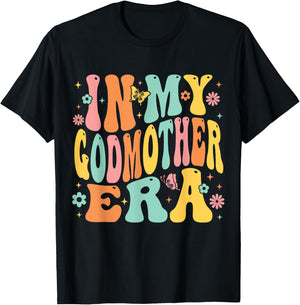 In My Godmother Era Retro Groovy Godmom Mother Proposal T-Shirt - T-Shirt | Black