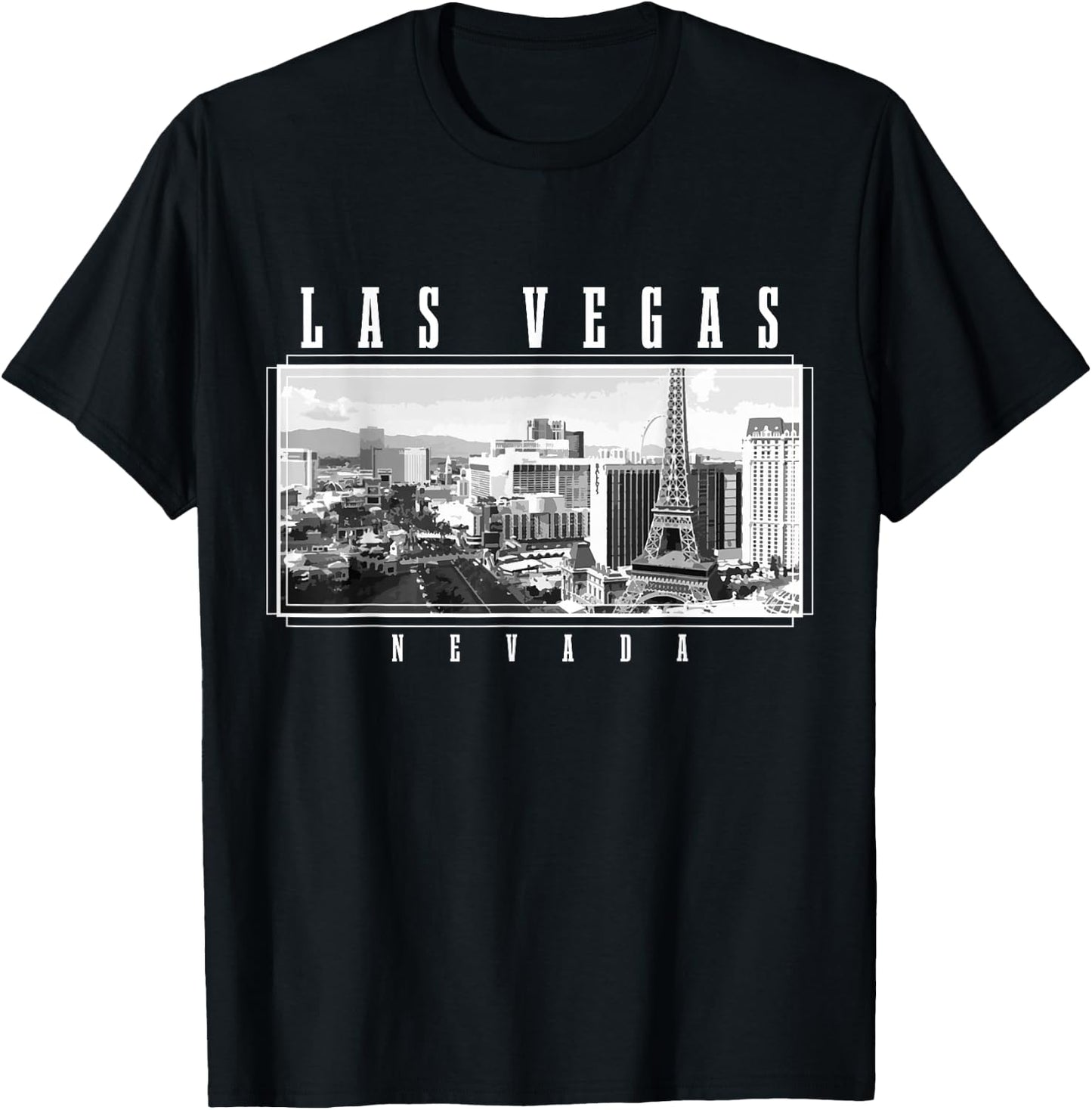 Las Vegas Skyline Nevada Vintage USA America Souvenir T-Shirt - T-Shirt | Black